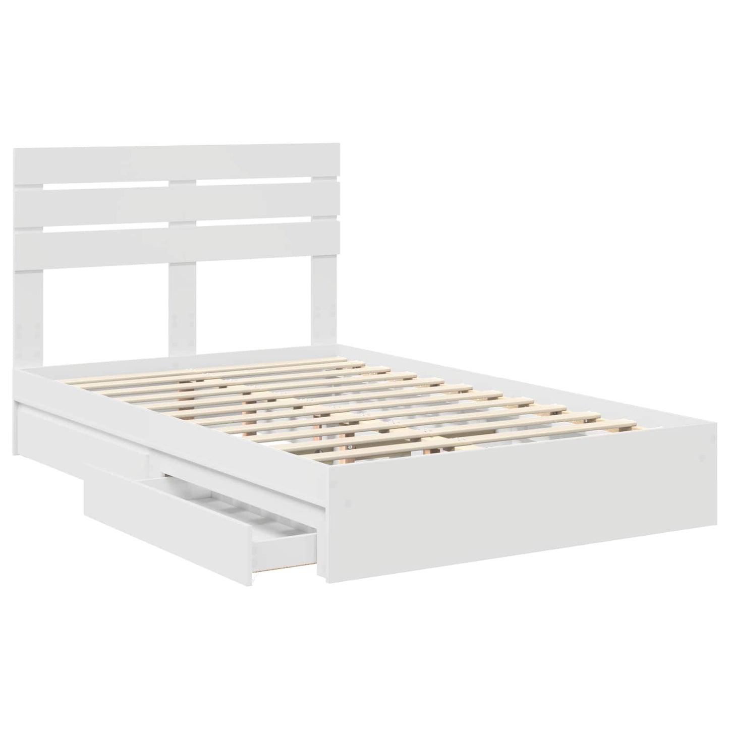 vidaXL Aufbewahrungsbett mit Kopfteil Weiß 120 x 190 cm Holzwerkstoff