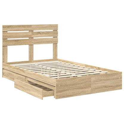 vidaXL Aufbewahrungsbett Sonoma-Eiche 120 x 190 cm Holzwerkstoff