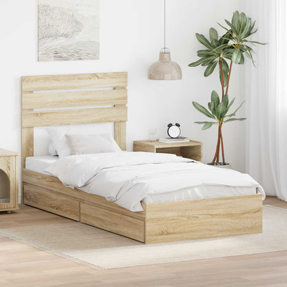 vidaXL Lit de rangement chêne Sonoma 100 x 200 cm bois d'ingénierie