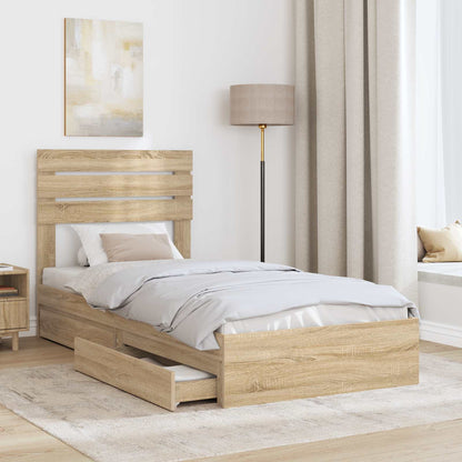 vidaXL Lit de rangement chêne Sonoma 100 x 200 cm bois d'ingénierie