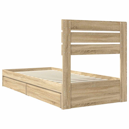 vidaXL Lit de rangement chêne Sonoma 100 x 200 cm bois d'ingénierie