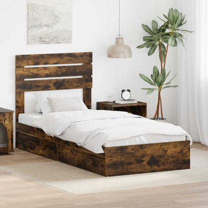 vidaXL Aufbewahrungsbett Geräucherte Eiche 90 x 200 cm Holzwerkstoff