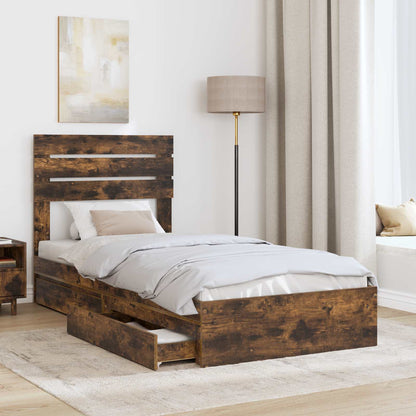 vidaXL Aufbewahrungsbett Geräucherte Eiche 90 x 200 cm Holzwerkstoff