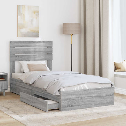 vidaXL Aufbewahrungsbett Graues Sonoma 90 x 200 cm Holzwerkstoff
