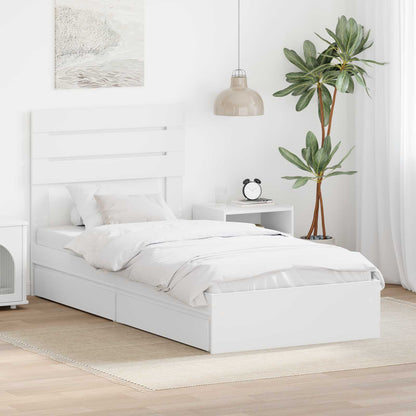 vidaXL Aufbewahrungsbett mit Kopfteil Weiß 90 x 190 cm Holzwerkstoff
