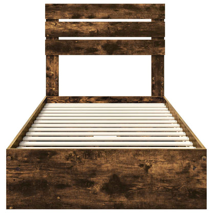 vidaXL Lit de rangement en aggloméré chêne fumé 90 x 190 cm