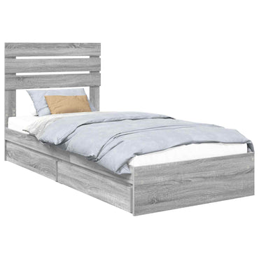 vidaXL Aufbewahrungsbett Graues Sonoma 90 x 190 cm Holzwerkstoff