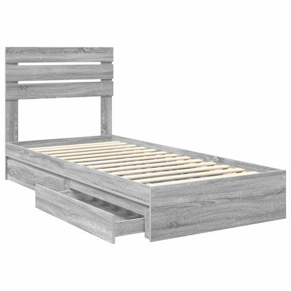 vidaXL Aufbewahrungsbett Graues Sonoma 90 x 190 cm Holzwerkstoff