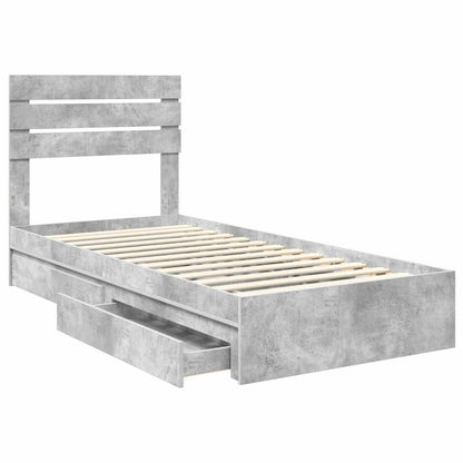 vidaXL Aufbewahrungsbett Beton Grau 70 x 190 cm Holzwerkstoff