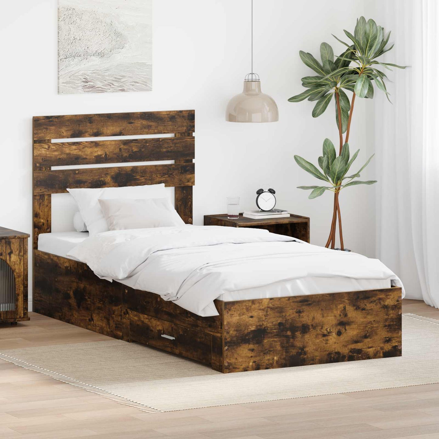 vidaXL Bettgestell mit Schubladen mit Kopfteil Holzwerkstoff