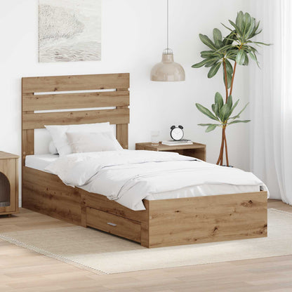 vidaXL Cadre de lit avec tiroirs et tête de lit en bois d'ingénierie