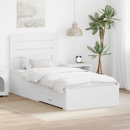 vidaXL Cadre de lit blanc et argent 75 x 190 cm Aggloméré