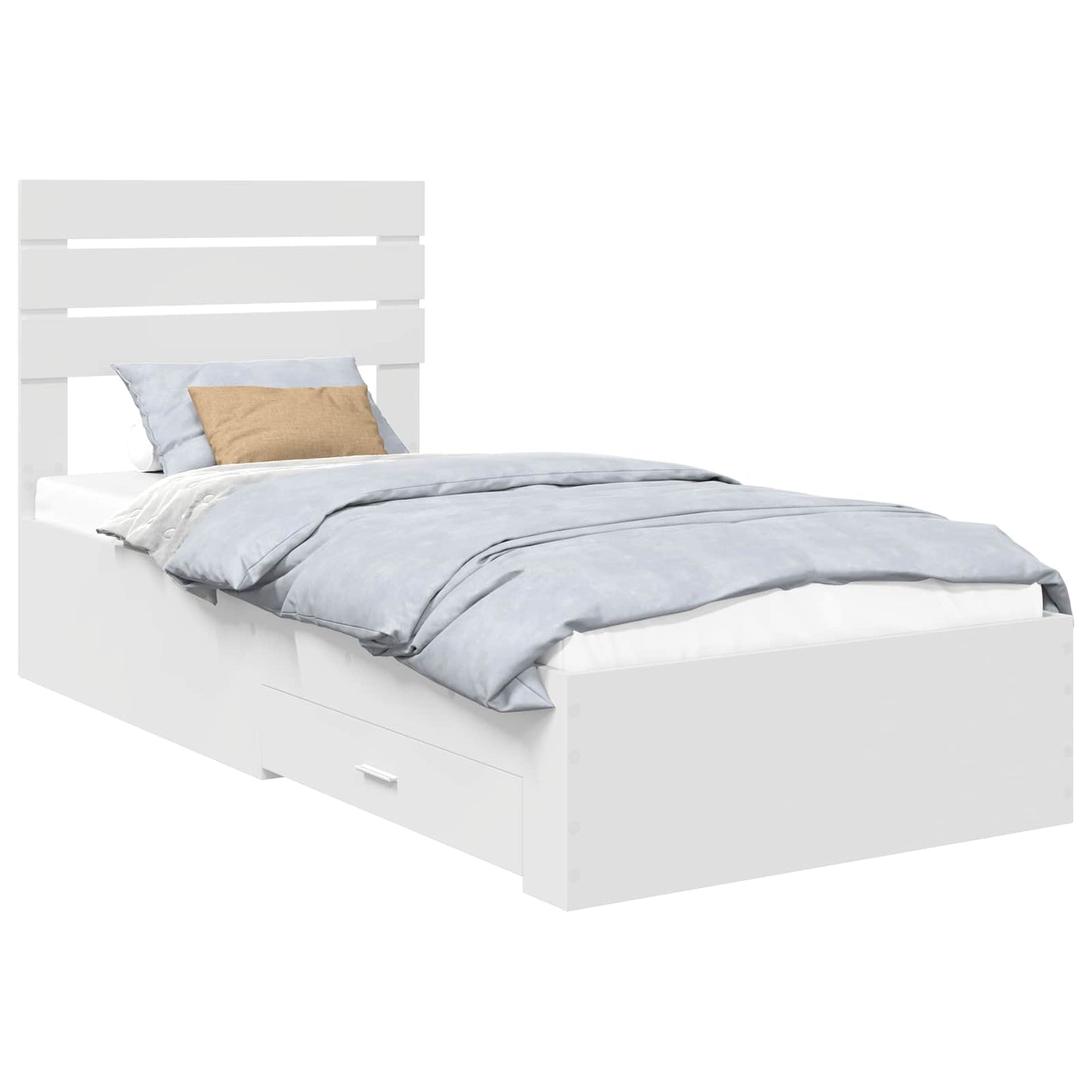 vidaXL Cadre de lit blanc et argent 75 x 190 cm Aggloméré