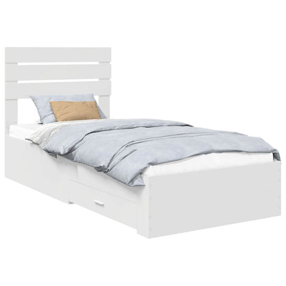 vidaXL Cadre de lit blanc et argent 75 x 190 cm Aggloméré