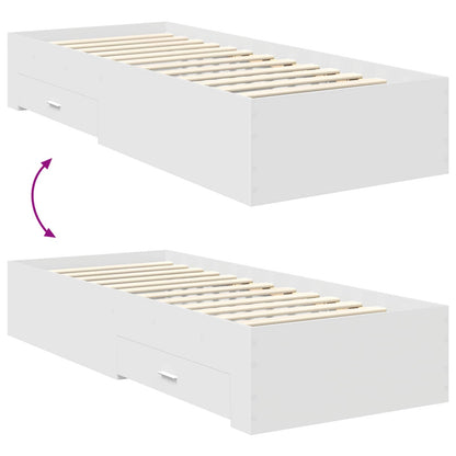 vidaXL Cadre de lit blanc et argent 75 x 190 cm Aggloméré