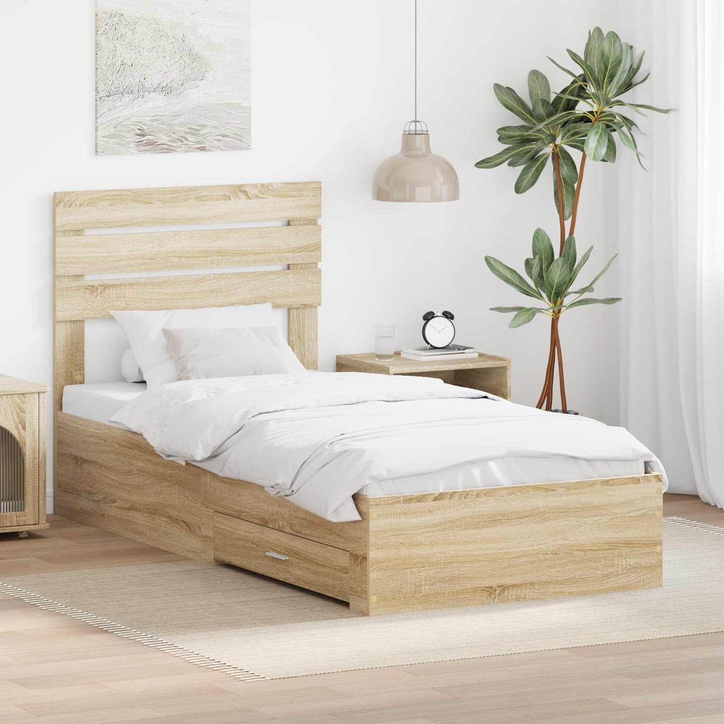 vidaXL Cadre de lit chêne Sonoma et argent 75 x 190 cm Aggloméré