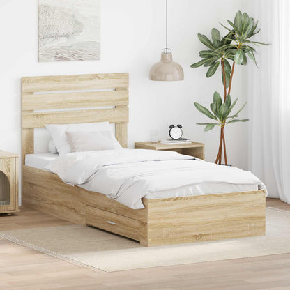 vidaXL Cadre de lit chêne Sonoma et argent 75 x 190 cm Aggloméré