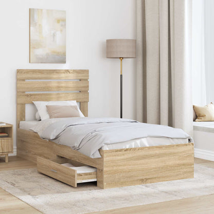 vidaXL Cadre de lit chêne Sonoma et argent 75 x 190 cm Aggloméré