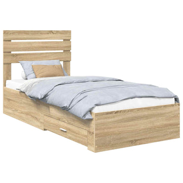 vidaXL Cadre de lit chêne Sonoma et argent 75 x 190 cm Aggloméré
