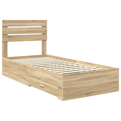 vidaXL Cadre de lit chêne Sonoma et argent 75 x 190 cm Aggloméré