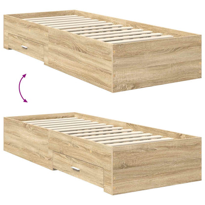 vidaXL Cadre de lit chêne Sonoma et argent 75 x 190 cm Aggloméré