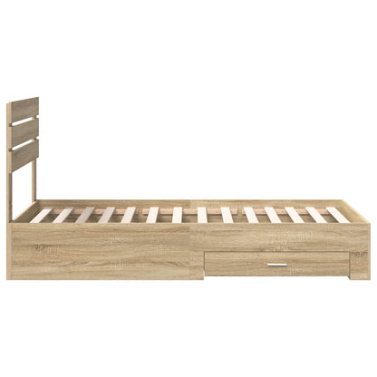 vidaXL Cadre de lit chêne Sonoma et argent 75 x 190 cm Aggloméré