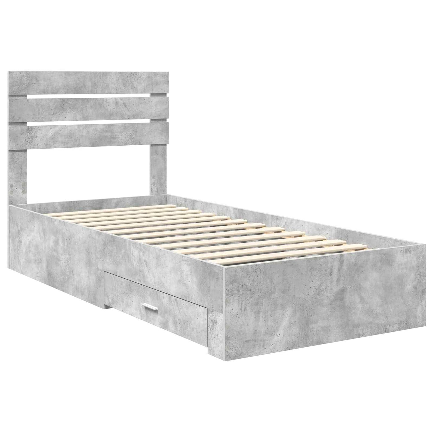 vidaXL Bettrahmen Beton Grau und Silber 70 x 190 cm Holzwerkstoff