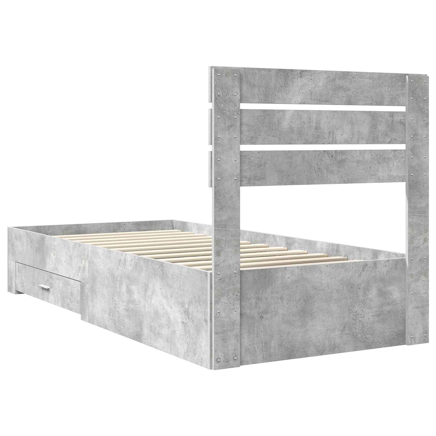 vidaXL Bettrahmen Beton Grau und Silber 70 x 190 cm Holzwerkstoff