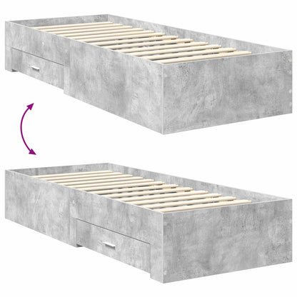 vidaXL Bettrahmen Beton Grau und Silber 70 x 190 cm Holzwerkstoff