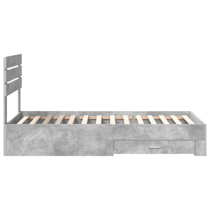 vidaXL Bettrahmen Beton Grau und Silber 70 x 190 cm Holzwerkstoff