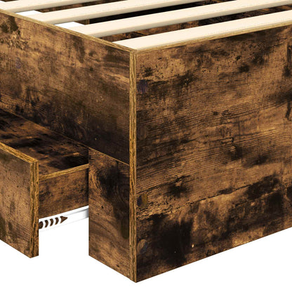 vidaXL Bettrahmen Rauchige Eiche und Silber 75 x 190 cm Holzwerkstoff