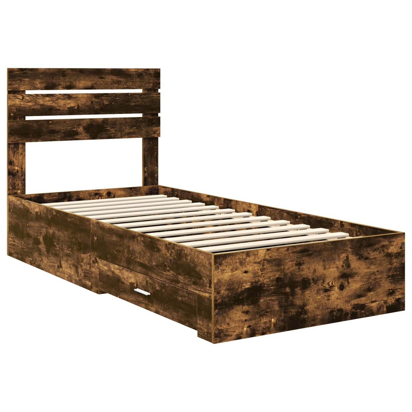 vidaXL Bettrahmen Rauchige Eiche und Silber 75 x 190 cm Holzwerkstoff