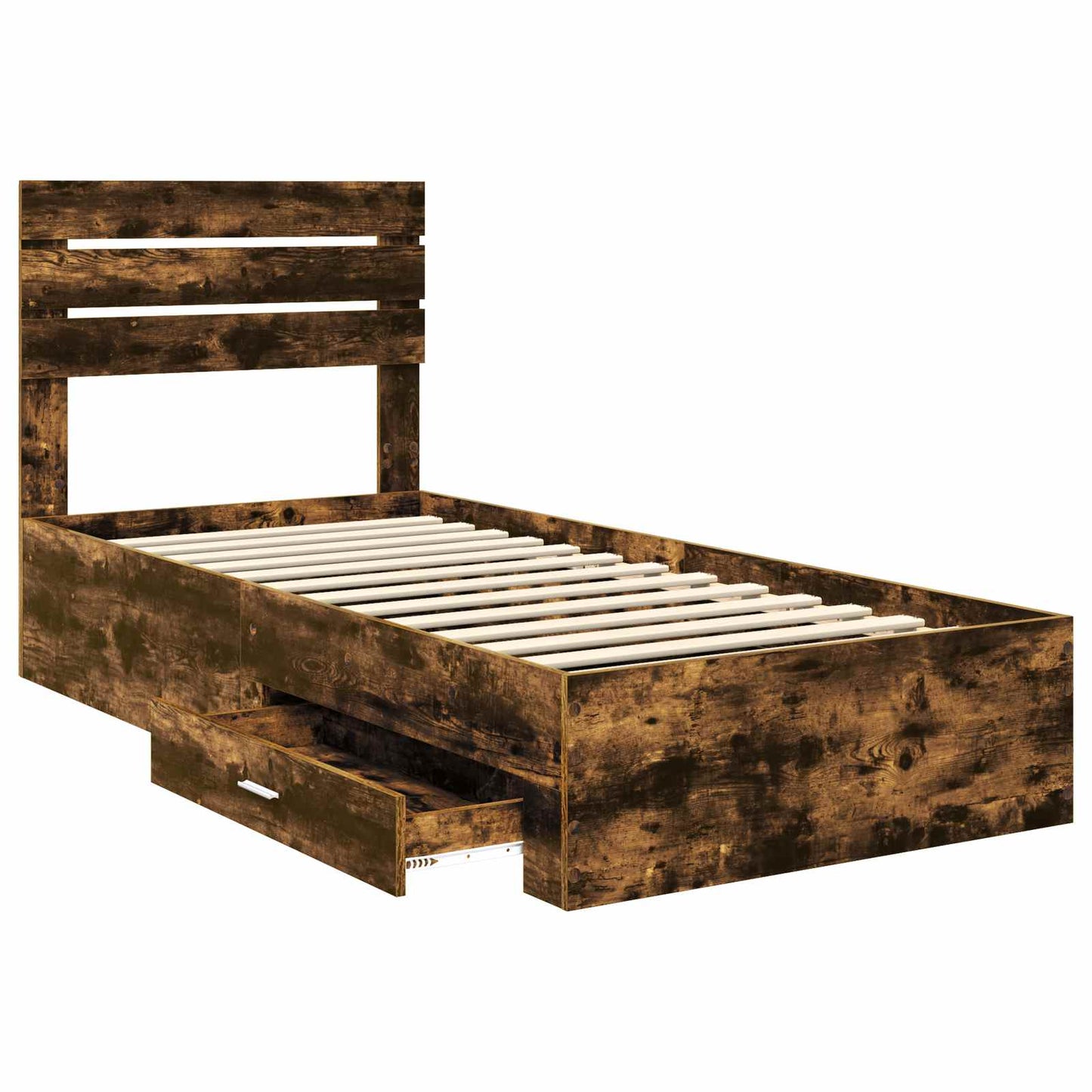 vidaXL Bettrahmen Rauchige Eiche und Silber 75 x 190 cm Holzwerkstoff