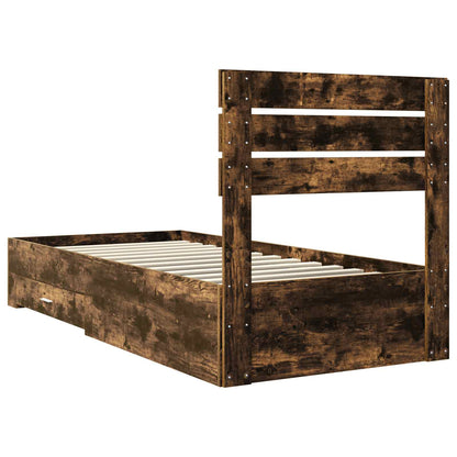 vidaXL Bettrahmen Rauchige Eiche und Silber 75 x 190 cm Holzwerkstoff