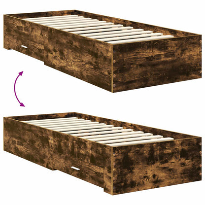 vidaXL Bettrahmen Rauchige Eiche und Silber 75 x 190 cm Holzwerkstoff