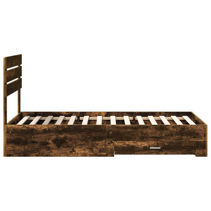 vidaXL Bettrahmen Rauchige Eiche und Silber 75 x 190 cm Holzwerkstoff