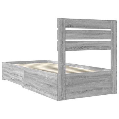 vidaXL Bettrahmen Graue Sonoma und Silber 75 x 190 cm Holzwerkstoff
