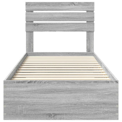 vidaXL Bettrahmen Graue Sonoma und Silber 75 x 190 cm Holzwerkstoff