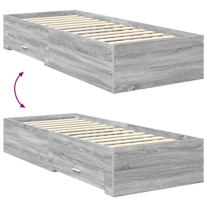 vidaXL Bettrahmen Graue Sonoma und Silber 75 x 190 cm Holzwerkstoff