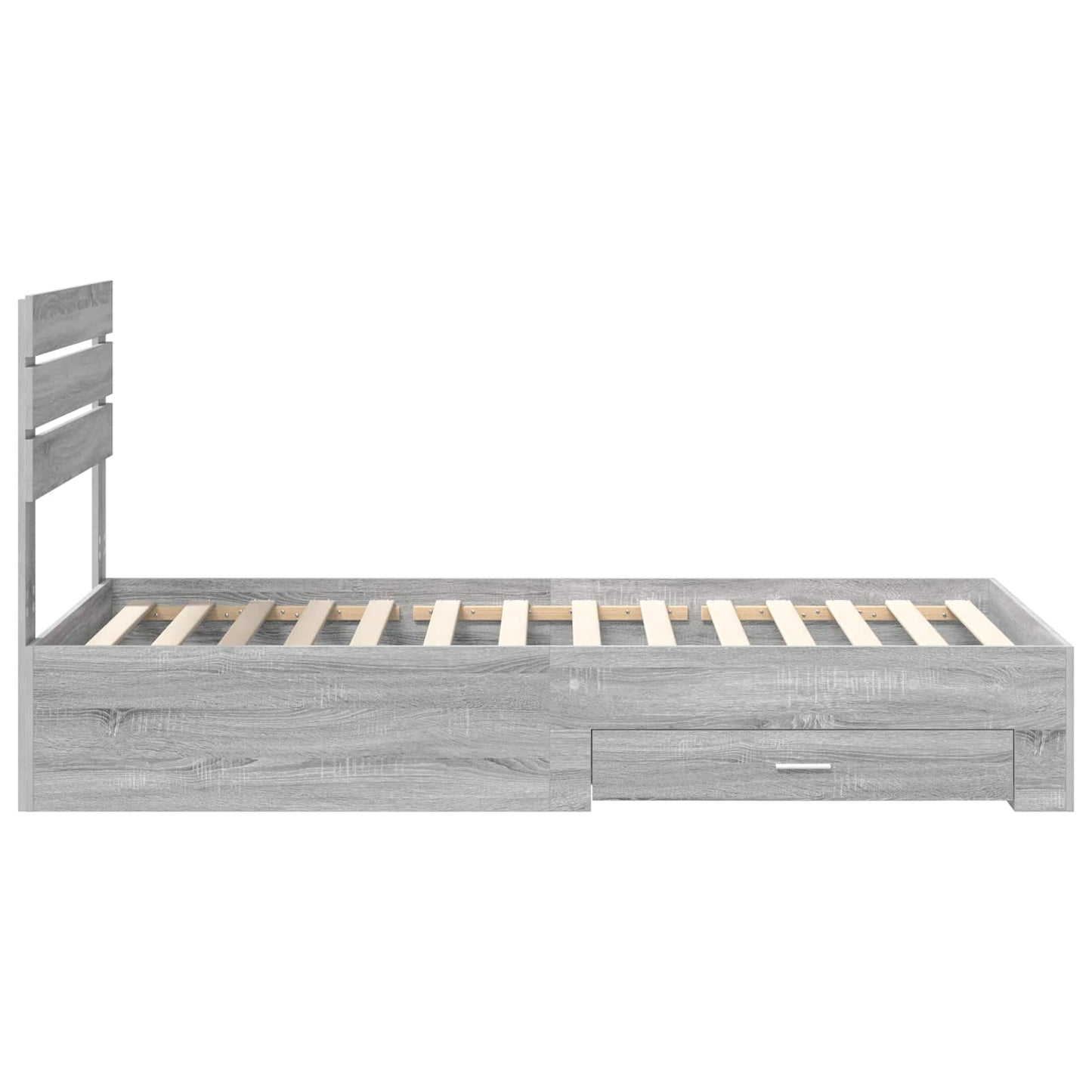 vidaXL Bettrahmen Graue Sonoma und Silber 75 x 190 cm Holzwerkstoff
