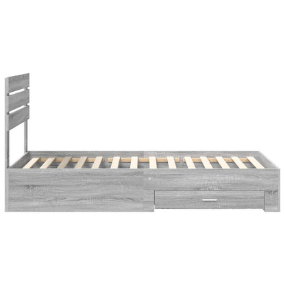 vidaXL Bettrahmen Graue Sonoma und Silber 75 x 190 cm Holzwerkstoff
