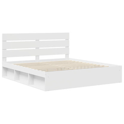 vidaXL Bettrahmen mit Kopfteil Weiß 200 x 200 cm Massives Kiefernholz