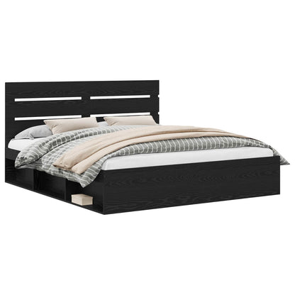 Bettrahmen Schwarz 200 x 200 cm Massives Kiefernholz