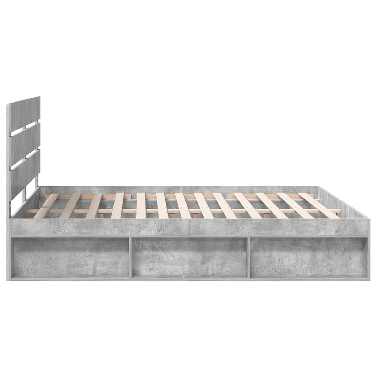 vidaXL Cadre de lit avec tête de lit Béton 200 x 200 cm Bois de pin massif