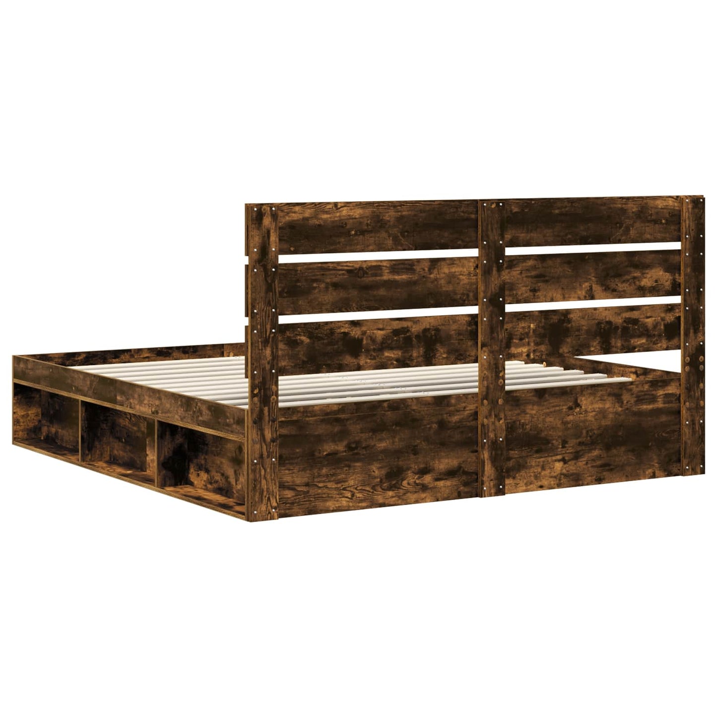 vidaXL Bettrahmen Geräucherte Eiche 200 x 200 cm Massives Kiefernholz