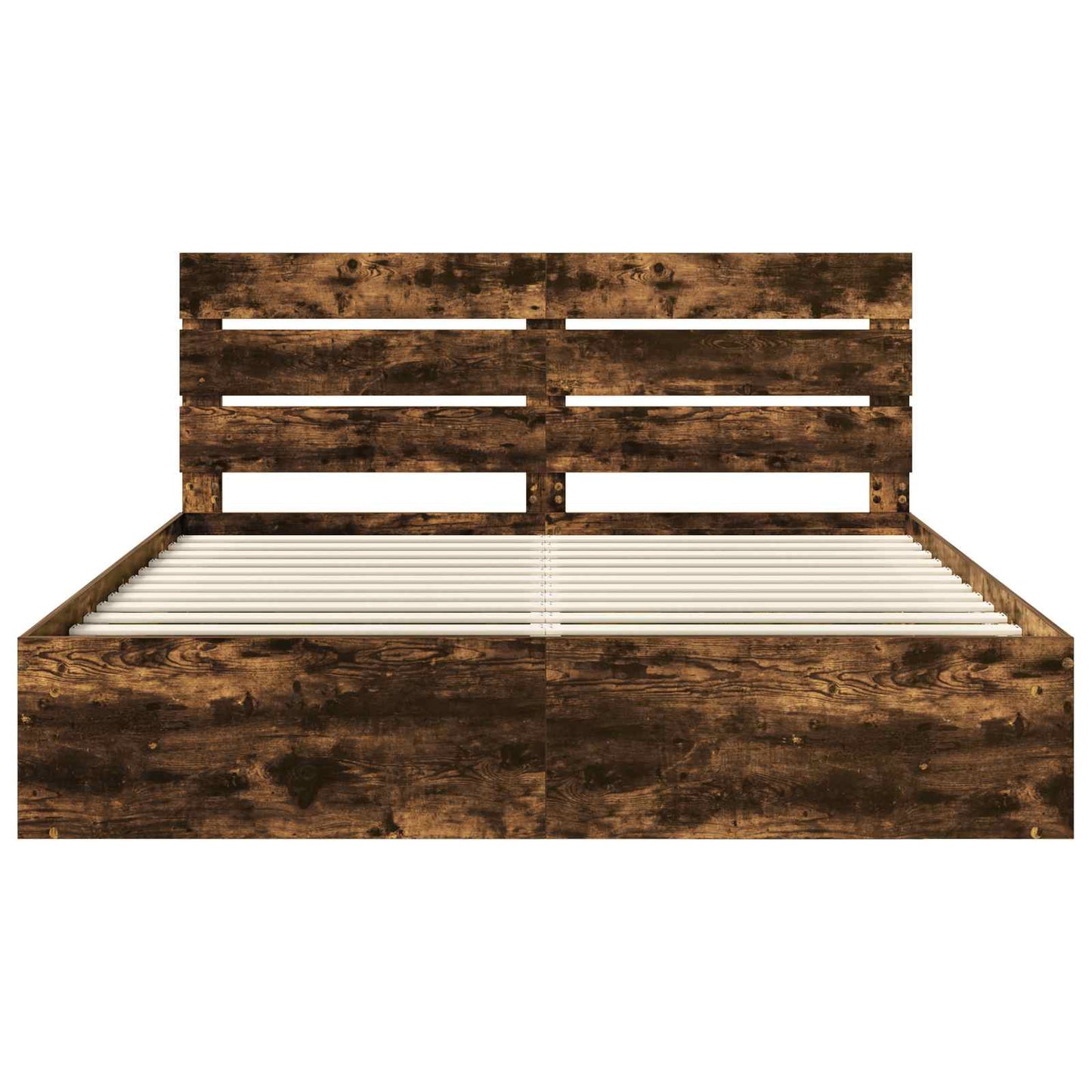 vidaXL Bettrahmen Geräucherte Eiche 200 x 200 cm Massives Kiefernholz