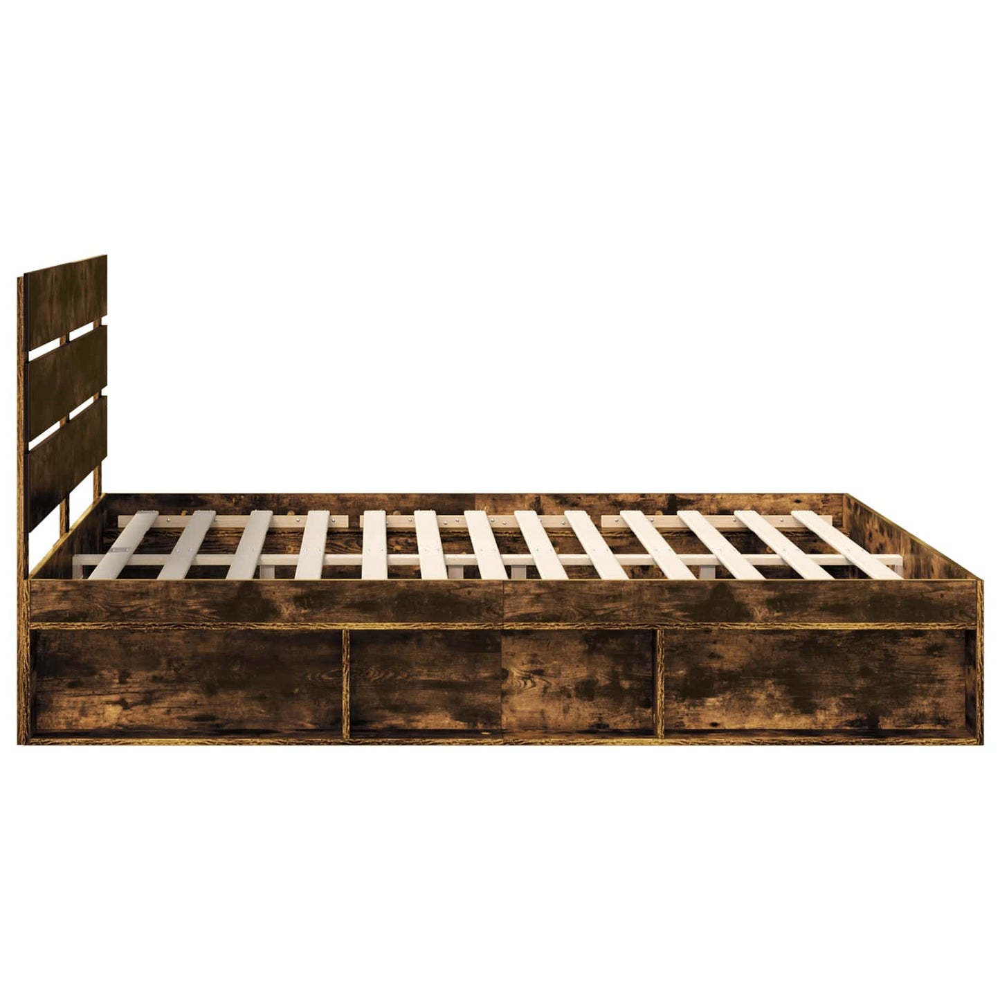 vidaXL Bettrahmen Geräucherte Eiche 200 x 200 cm Massives Kiefernholz