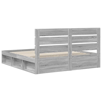 vidaXL Bettrahmen Graues Sonoma 200 x 200 cm Massives Kiefernholz