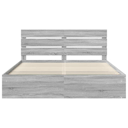 vidaXL Bettrahmen Graues Sonoma 200 x 200 cm Massives Kiefernholz