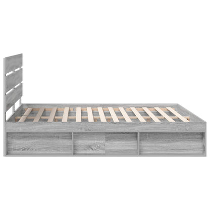 vidaXL Bettrahmen Graues Sonoma 200 x 200 cm Massives Kiefernholz